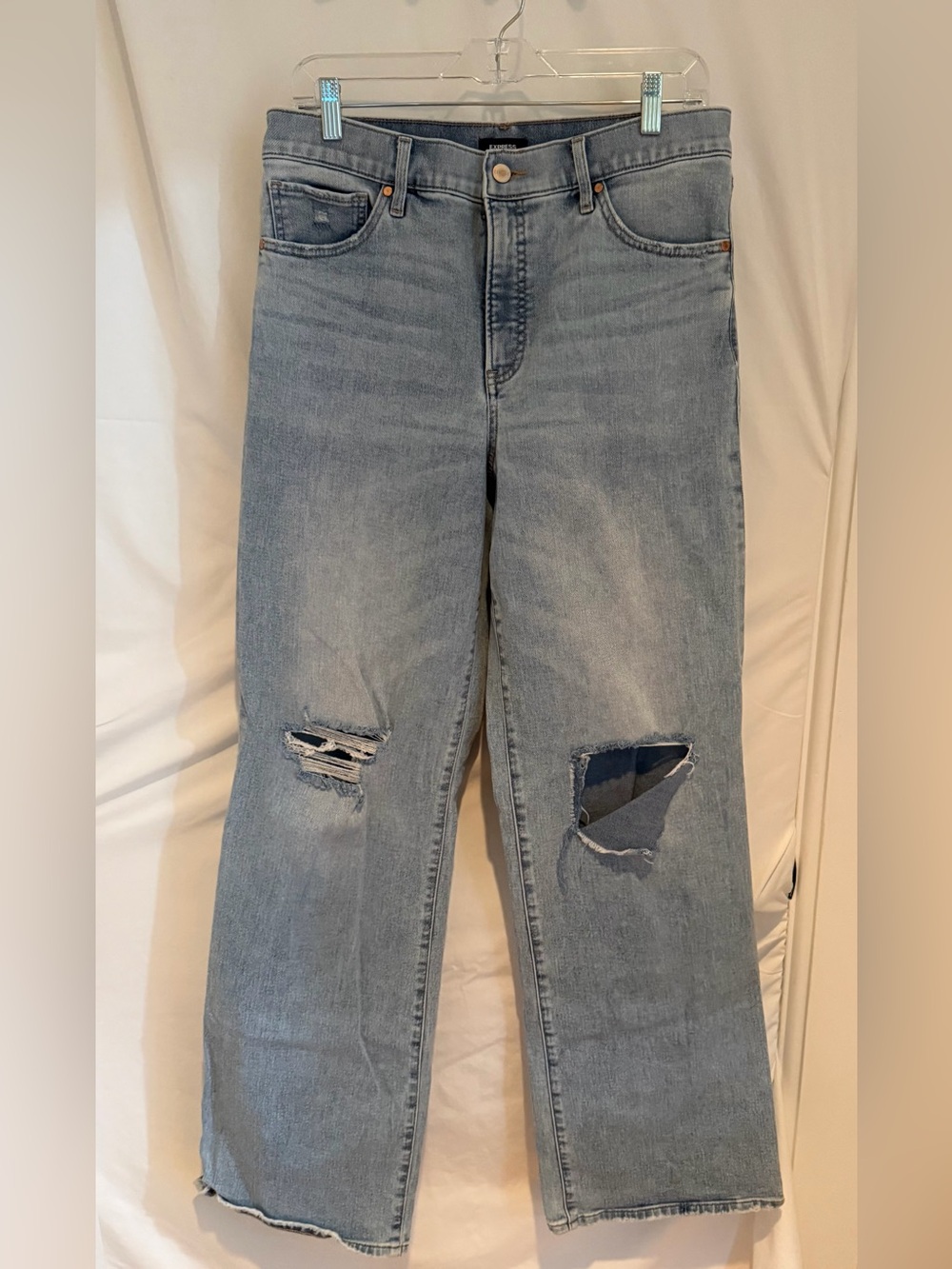 Express High-Rise Wide-Leg Distressed Jeans
